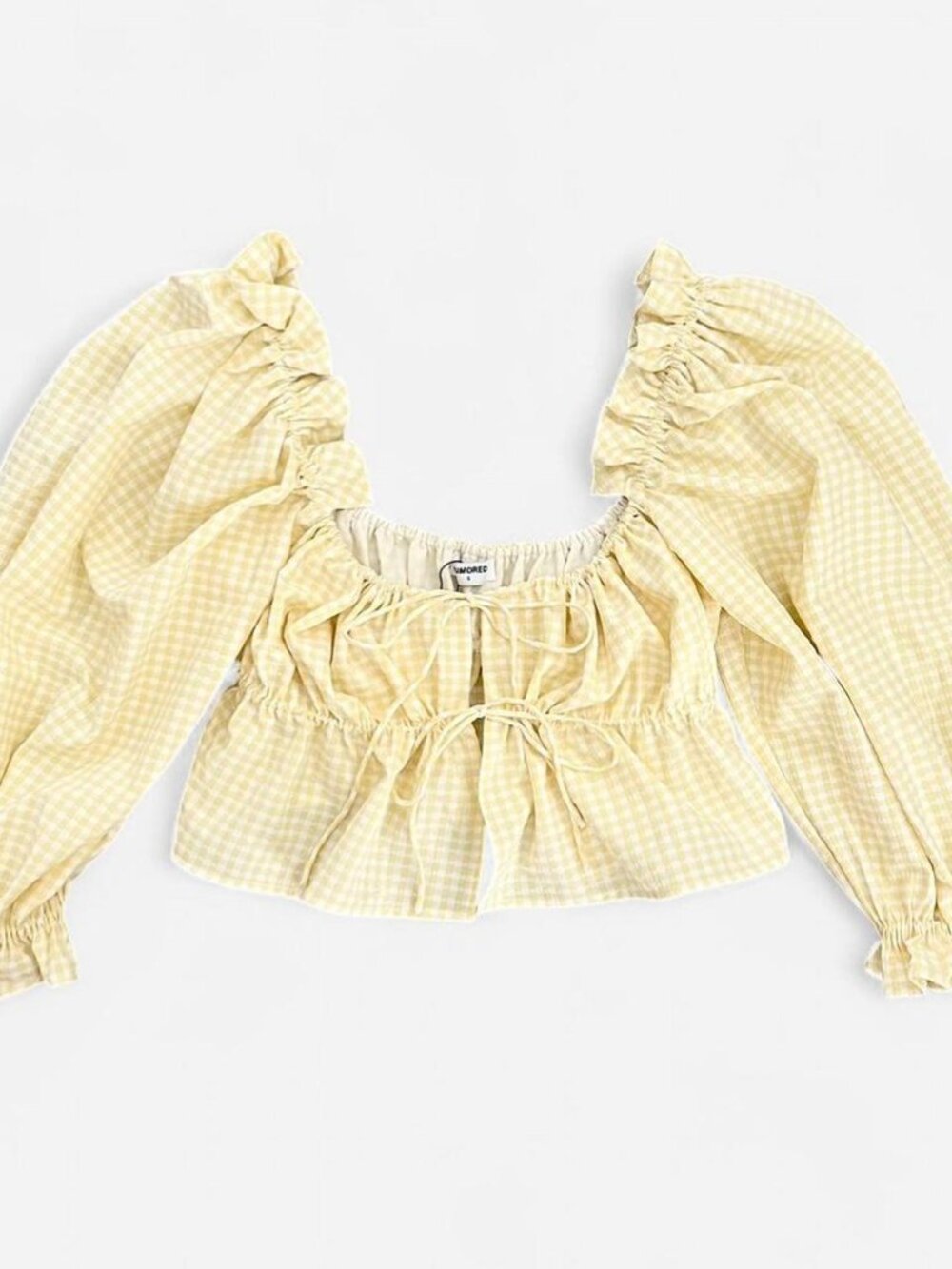 Yellow Gingham Tie Front Top